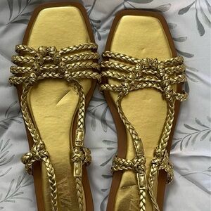 Zara Gold Braided Women's Sandals